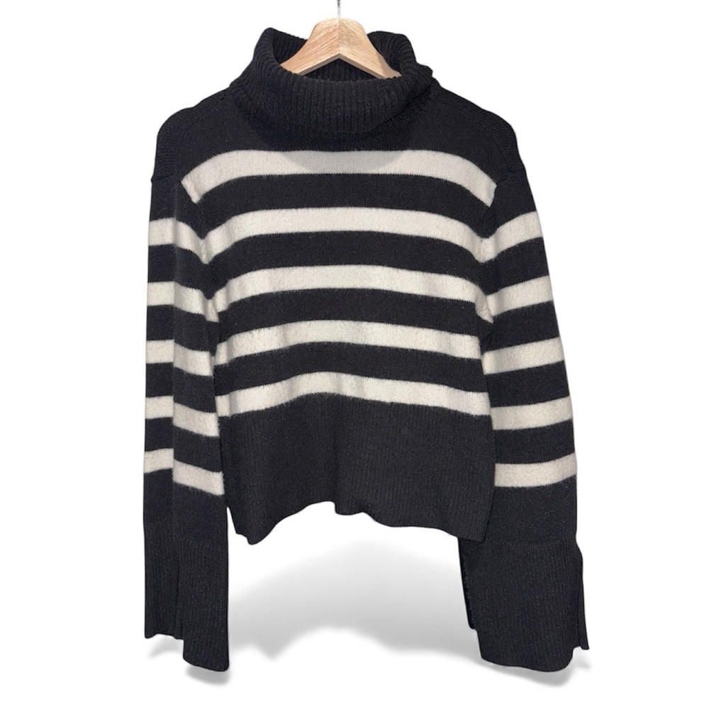 Coco & Shay Striped Black and White Turtleneck Sweater